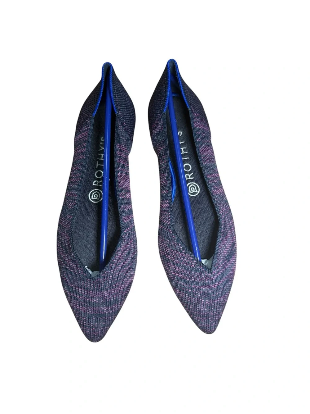Rothy's The Point Magenta Heather Purple Pointed Flats Size 8.5 w/ Box